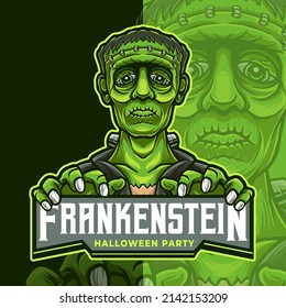 Plantilla de logotipo de la salida de mascota Frankenstein