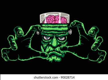 frankenstein monster, black background is easy to replace with another color