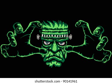 frankenstein monster, black background is easy to replace with another color