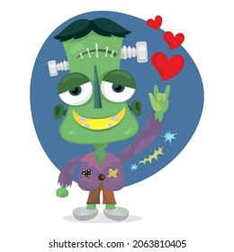 Frankenstein monster cartoon character, Illustration vector cartoon