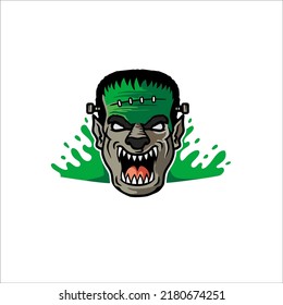 Frankenstein monster character logo design for your brand, t-shirt and design identity