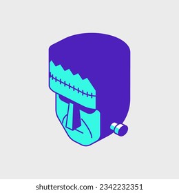 Frankenstein monster isometric vector illustration