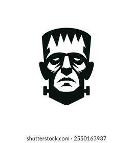 Frankenstein Monster Myth Leyenda Horror Logotipo de Halloween Diseño de Plantilla de Ilustración vectorial