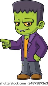 Frankenstein monster pointing vector illustration