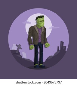 Vector de ilustración de dibujos animados de leyenda urbana monstruosa de Frankenstein