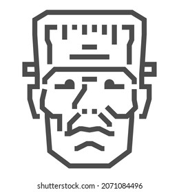 Frankenstein related, pixel perfect, editable stroke, up scalable square line vector icon.