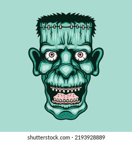 Frankenstein scary character mascot illustration