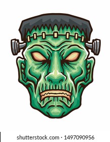 frankenstein vector with green skin and rage face, one of a few popular monster icon 