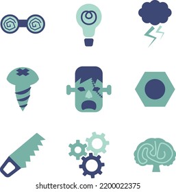 Frankenstein vector illustration icon set