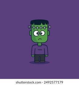 frankenstein Zombie design over purple background, vector illustration.