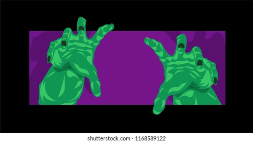 Frankenstein zombie hands for Halloween theme reaching out to grab you