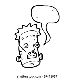 frankenstein's monster cartoon with speech bubble