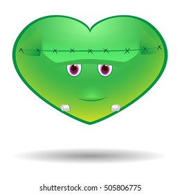 Frankenstein's monster halloween heart, vector symbol, icon