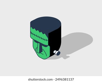 Frankensteins monster isometric vector illustration with shadow