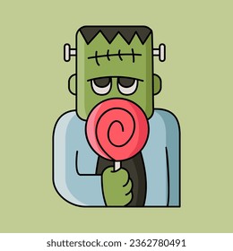 frankenstrein halloween lollipop cute cartoon colored
