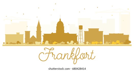 Frankfort City skyline golden silhouette. Vector illustration. Simple flat illustration for tourism presentation, banner, placard or web site. Cityscape with landmarks.