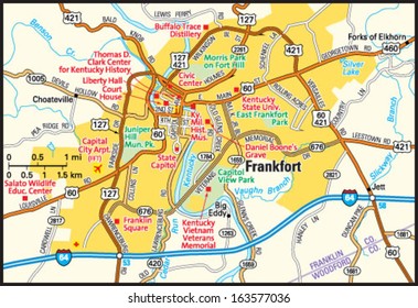 Frankfort, Kentucky area map