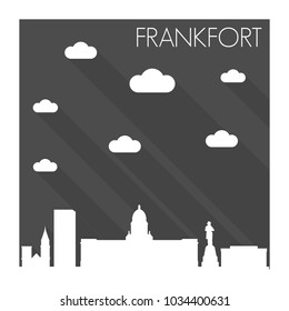 Frankfort Kentucky Skyline City Flat Silhouette Design Background