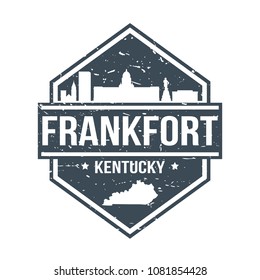 Frankfort Kentucky Travel Stamp Icon Skyline City Design. Seal Vector Passport.