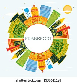 Frankfort Kentucky USA City Skyline with Color Buildings, Blue Sky and Copy Space. Vector Illustration. Tourism Concept with Modern Architecture. Frankfort Cityscape with Landmarks.