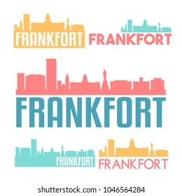 Frankfort Kentucky USA Flat Icon Skyline Vector Silhouette Design Set.