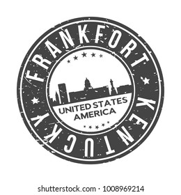 Frankfort Kentucky USA Stamp Logo Icon Symbol Design Skyline City.