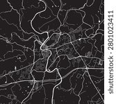 Frankfort Kentucky Vector Map, Detailed Capital City Street Map Black and White Minimalist Line Art