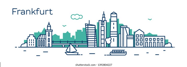 Frankfurt city. Modern flat line style. Vector illustration. Concept for presentation, banner, cards, web page
