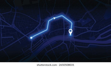 Mapa de ruta de la ciudad de Frankfurt Vector EPS en versiones de color azul neón