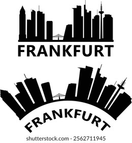 Frankfurt city skyline silhouette. Frankfurt skyline sign. Frankfurt landscape city design. flat style.