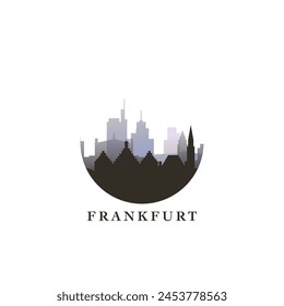 Frankfurt cityscape, gradient vector badge, flat skyline logo, icon. Germany city round emblem idea with landmarks and building silhouettes. Isolated graphic