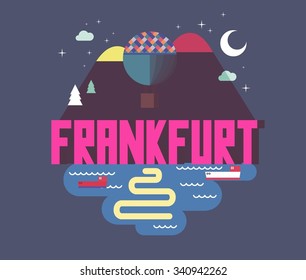 Frankfurt in Germany is Beautiful city to visit on holiday, vector cartoon illustration