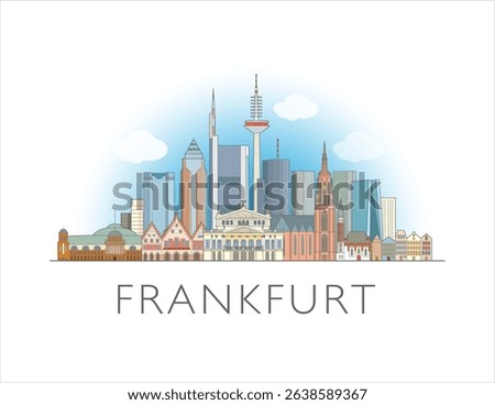 Frankfurt, Germany City cityscape illustration skyline drawing in colour