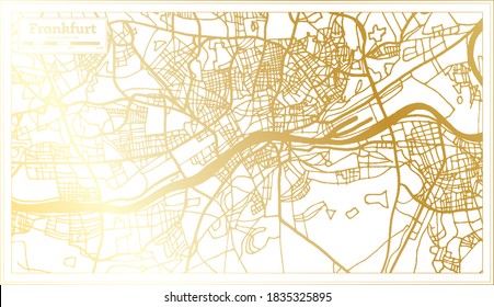 Frankfurt Germany City Map in Retro Style in Golden Color. Outline Map. Vector Illustration.