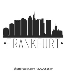 Frankfurt, Deutschland City Skyline. Silhouette Illustration Clip Art. Travel Design Vektor Wahrzeichen Berühmte Denkmäler.