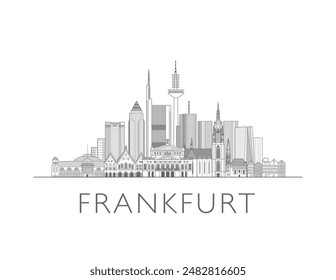 Frankfurt Germany cityscape line art style vector illustration in black and white