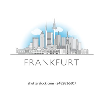 Frankfurt Germany cityscape line art style vector illustration