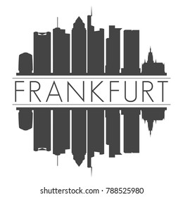 Frankfurt Germany Europe Skyline Vector Art Mirror Silhouette Emblematic Buildings