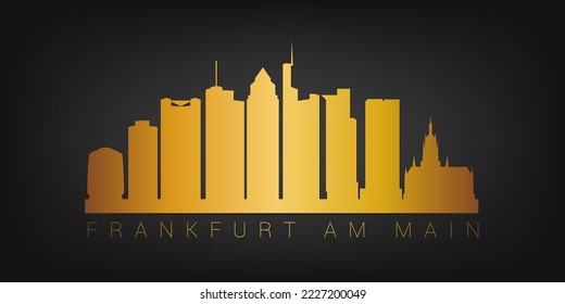 Frankfurt, Deutschland Gold Skyline City Silhouette Vector. Golden Design Luxury Style Symbol Symbole. Reisen und Tourismus Berühmte Gebäude.