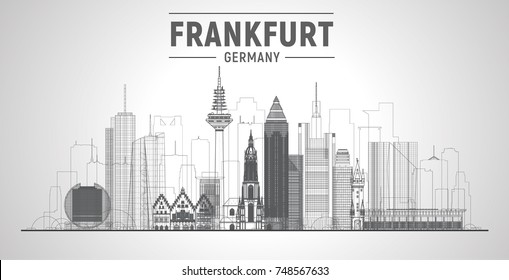 Frankfurt (Germany) line skyline. Germany. Vector illustration. Image for presentation, banner, web site.