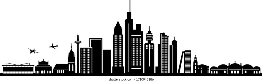 FRANKFURT PRINCIPAL Esbozo Silhouette Vector del paisaje urbano