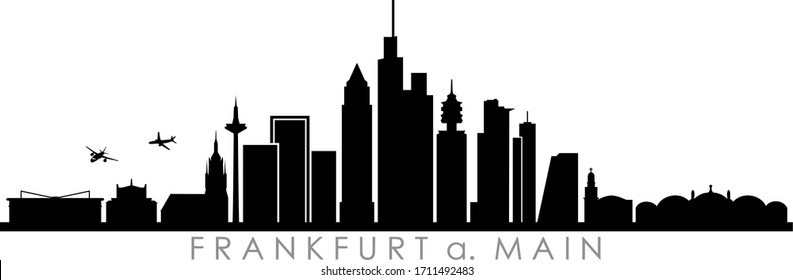 FRANKFURT MAIN City Skyline Silhouette Cityscape Vector
