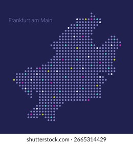 Frankfurt am Main dotter mapa iluminado.