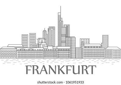 Frankfurt am Main skyline. Cityscape in linear style, vector illustration
