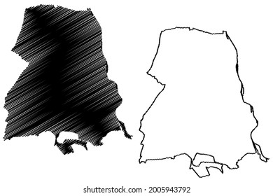 Stadt Frankfurt Oder (Bundesrepublik Deutschland, Stadtbezirk Brandenburg), Vektorgrafik, Skizze Stadt Frankfurt an der Oder Karte