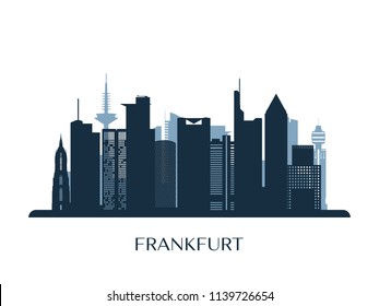 Frankfurt skyline, monochrome silhouette. Vector illustration.