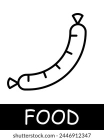 Frankfurter icon. Folk delicacy, sausage, gourmet craftsmanship, culinary creativity, simplicity, silhouette, snack, gourmet food. Delicious and unusual food concept.