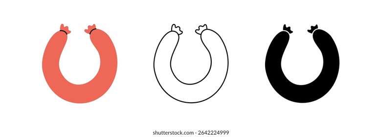 Frankfurters sausage icon set. Butchery sausages menu. Vector illustration.