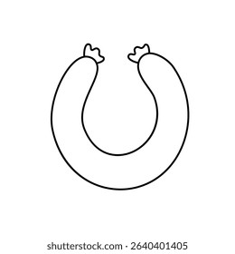 Frankfurters sausage outline symbol. Butchery sausages menu. Vector illustration.