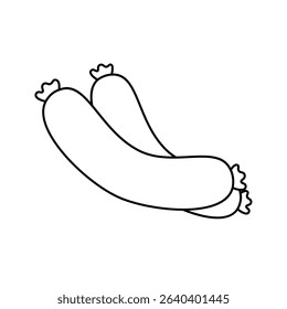 Frankfurters sausages outline symbol. Butchery sausages menu. Vector illustration.
